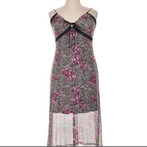Sheer Floral & Leopard Slip Dress